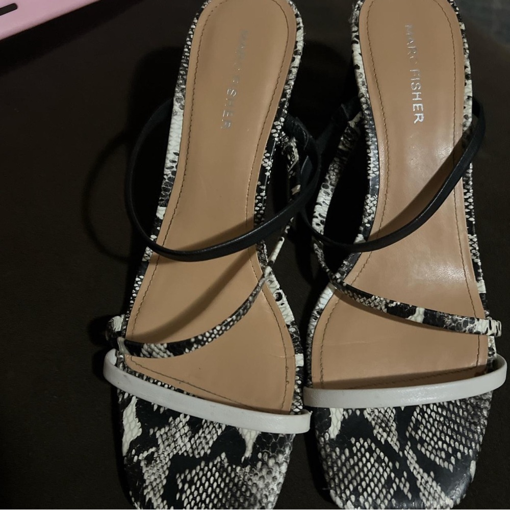 Marc Fisher Black and White Snakeskin Heels